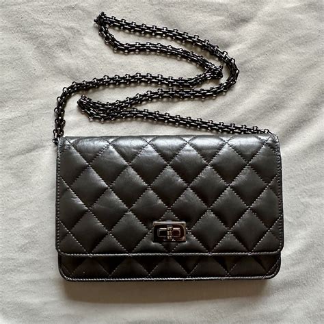 Chanel So Black Chevron Quilted Calfskin Reissue WOC Wallet 